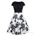 Patchwork Floral Print Women PROM MIDI SUKIENKI